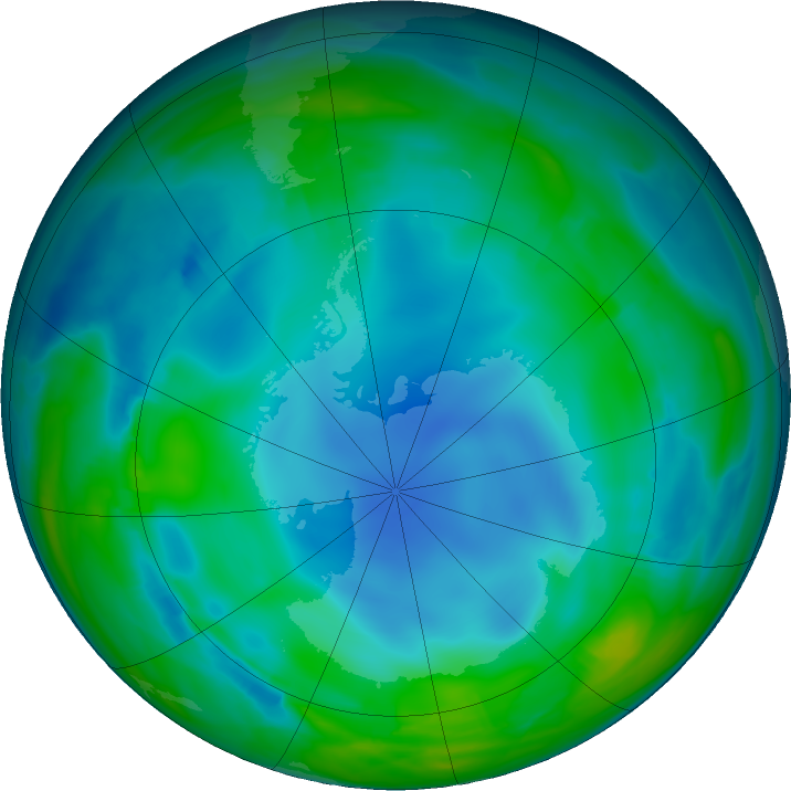 Antarctic ozone map for 04 June 2017